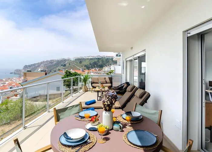 아파트 Panoramic Views - Terrace, Sea Views & Pool 나자레